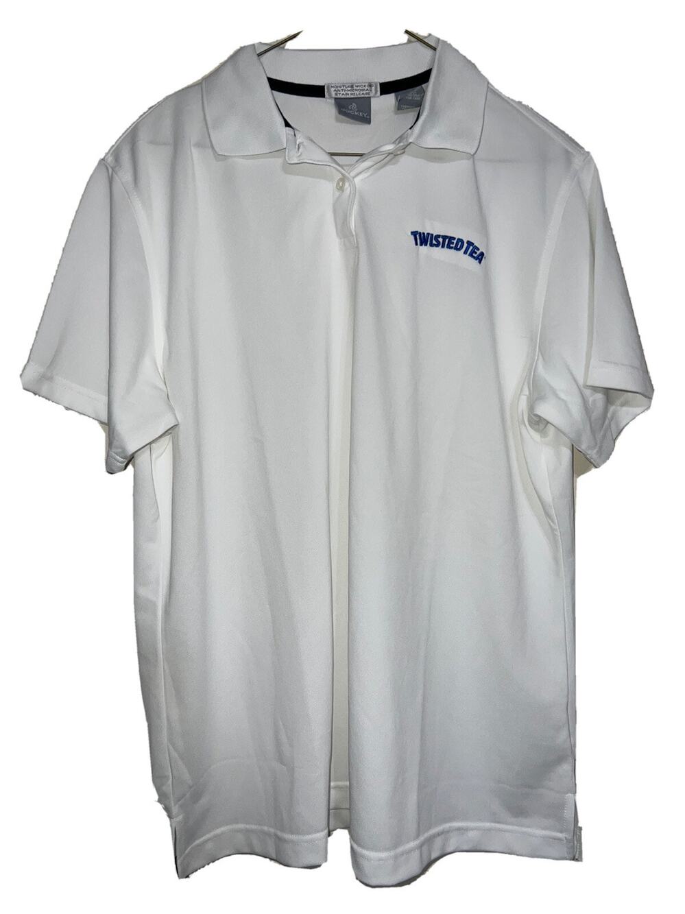 Women’s XL White Twisted Iced Hard Tea Short Sleeve Golf Polo Shirt Jockey EUC